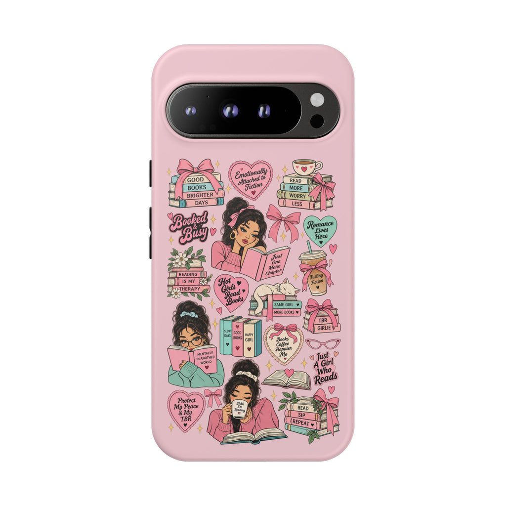 Book lover phone case with reading aesthetic design