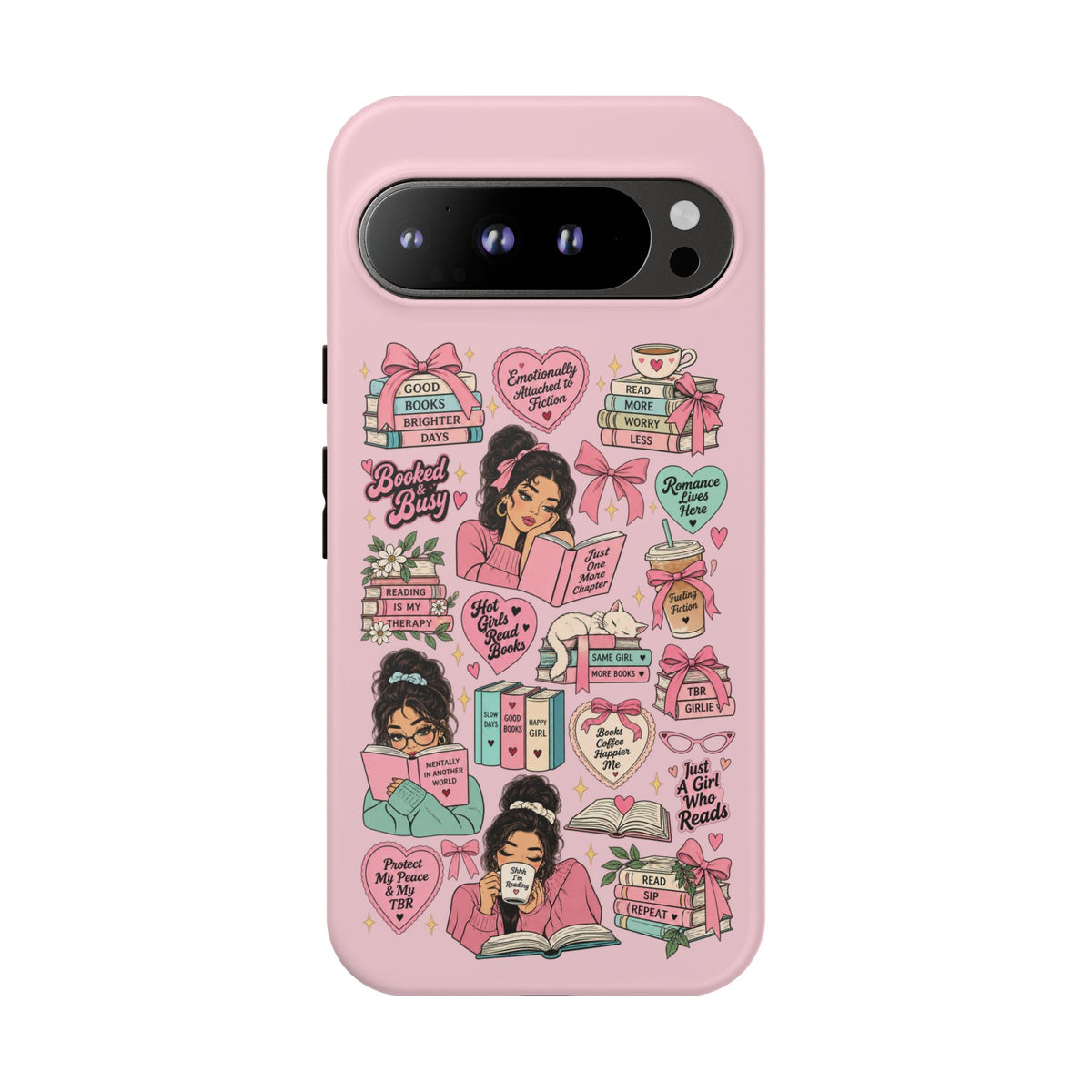 Book lover phone case with reading aesthetic design