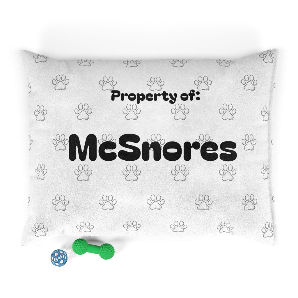 Property of McSnores Pet Bed | 40 × 30 Cozy Paw Print Dog Bed