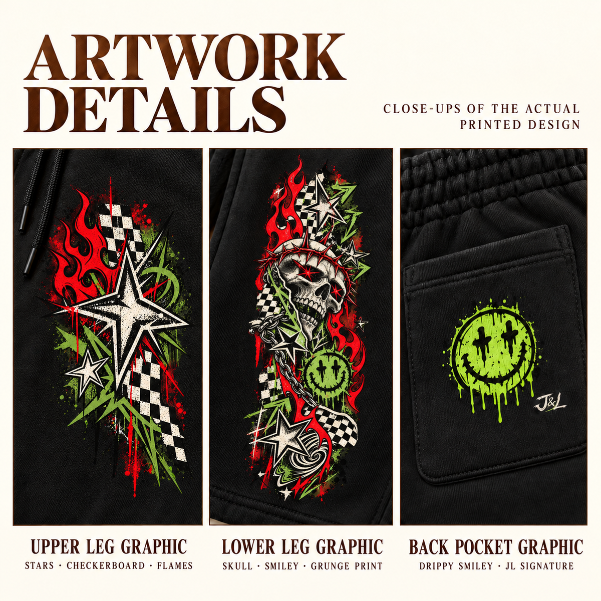 90s Grunge Skate Sweatpants | Skull Flame Streetwear