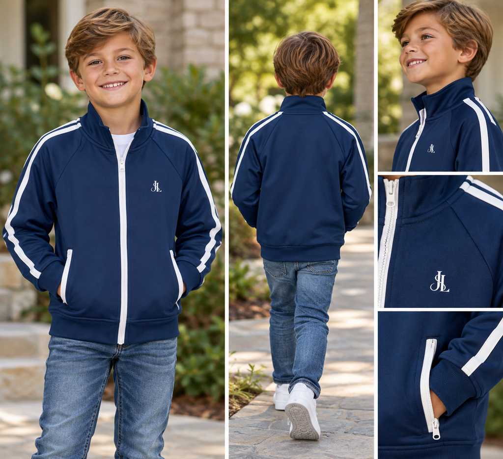 Royal Blue Contrast Stripe Sport Jacket | Zip-Up Track Jacket