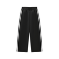 Boys black contrast stripe straight-leg sweatpants with elastic waist