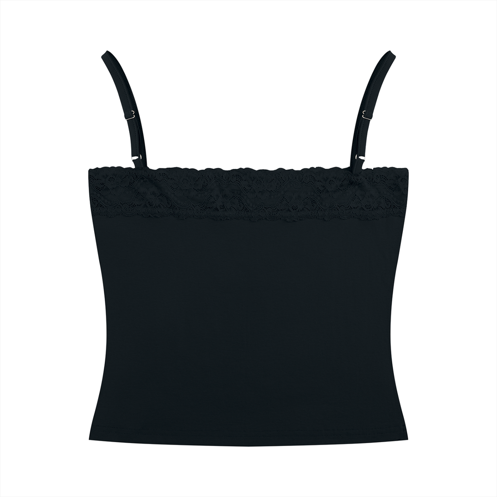Lace-Trim Camisole | Fitted Cotton Tank