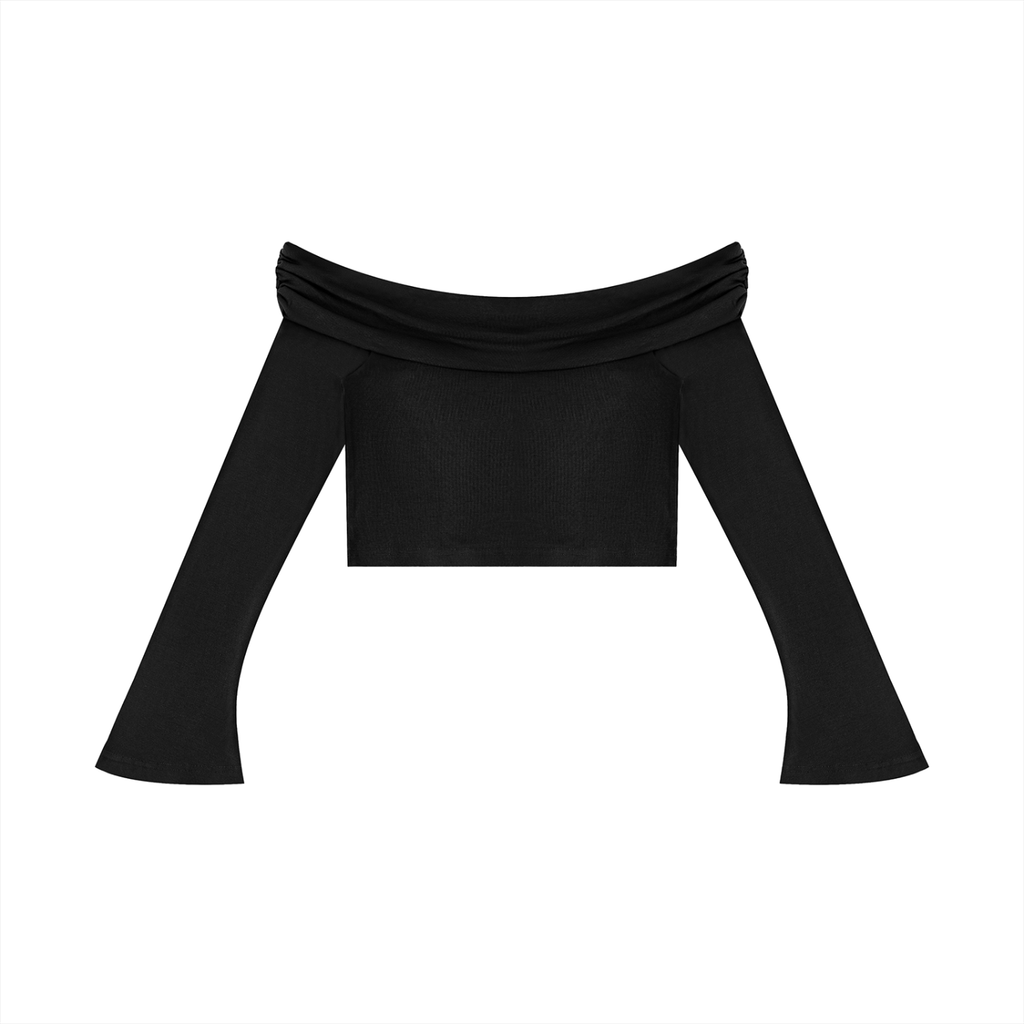 Women's Off-Shoulder Bell Sleeve Crop Top product image 2