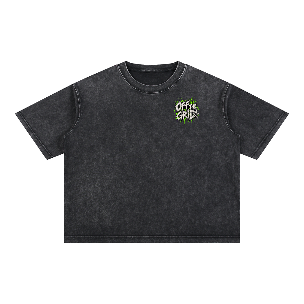 Jane & Lexi OFF THE GRID oversized mineral wash cotton graphic tee, vintage grunge streetwear product image 1