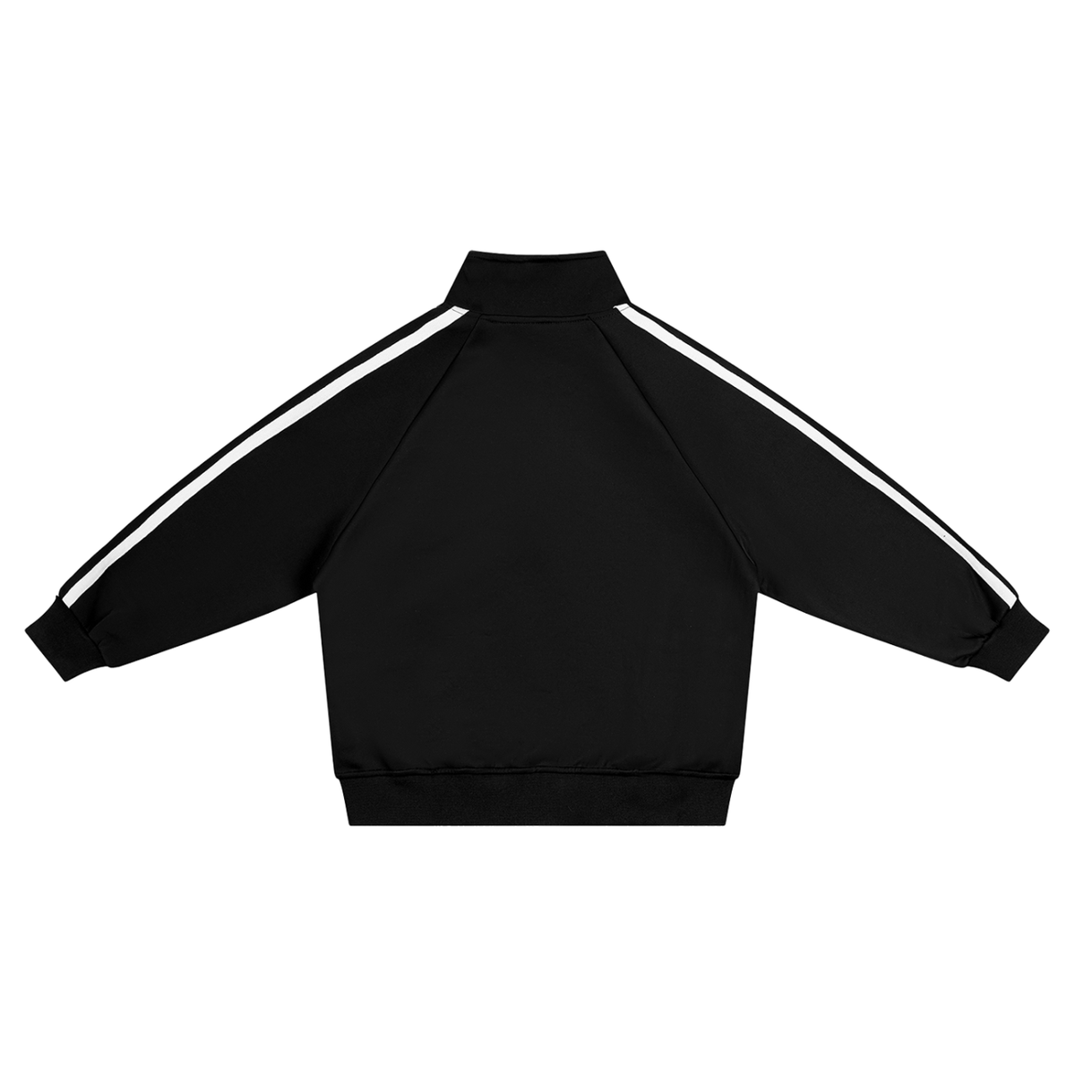 Boys black athletic zip jacket with contrast stripe detailing